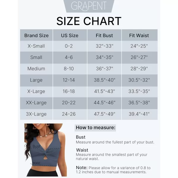 GRAPENT Bikini Tops for Women Cropped Tankini Tops Beach Padded Knot Twist Cut Out Adjustable Tank Swimwear Top OnlyDark Gray