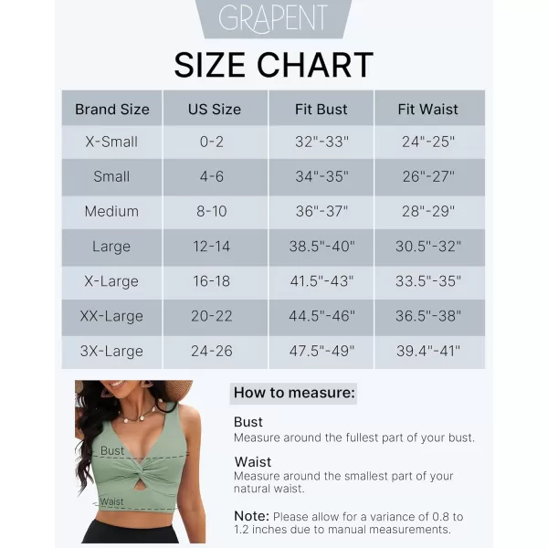 GRAPENT Bikini Tops for Women Cropped Tankini Tops Beach Padded Knot Twist Cut Out Adjustable Tank Swimwear Top OnlyIceberg Green