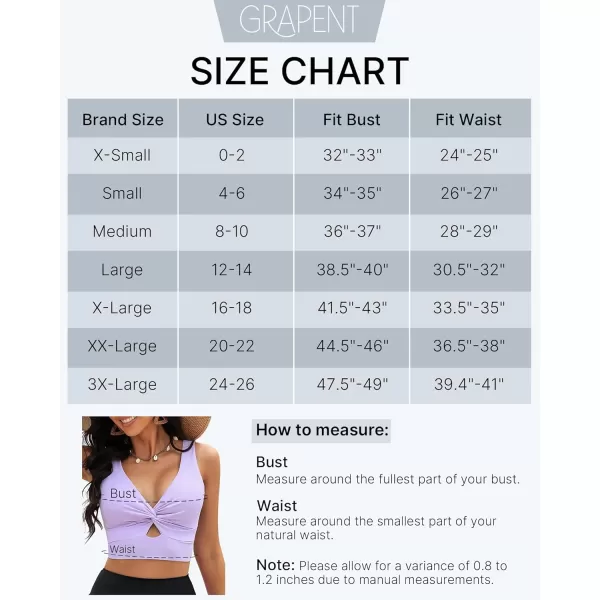 GRAPENT Bikini Tops for Women Cropped Tankini Tops Beach Padded Knot Twist Cut Out Adjustable Tank Swimwear Top OnlyLavender