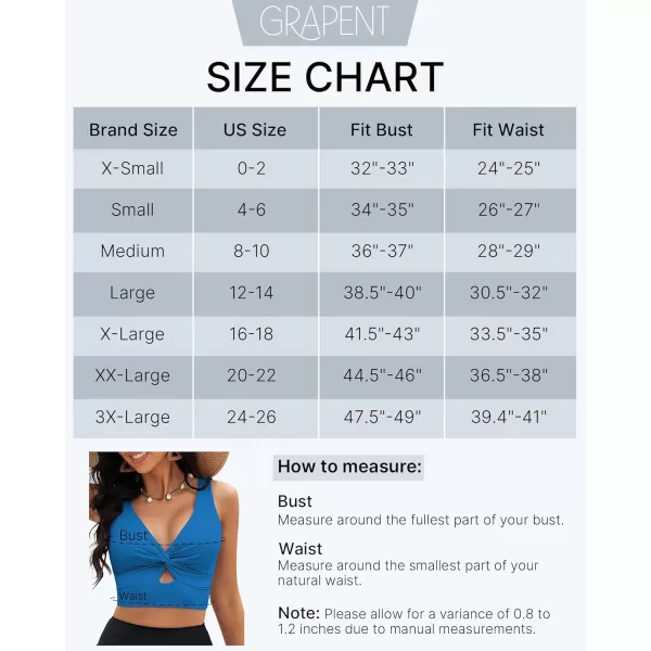 GRAPENT Bikini Tops for Women Cropped Tankini Tops Beach Padded Knot Twist Cut Out Adjustable Tank Swimwear Top OnlyMykonos Blue