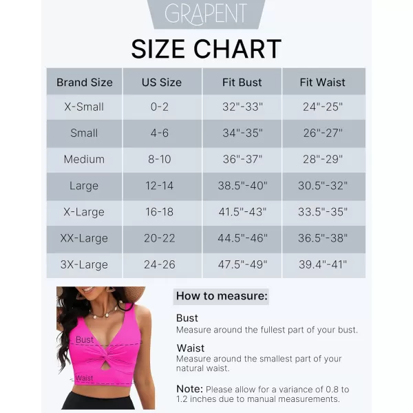 GRAPENT Bikini Tops for Women Cropped Tankini Tops Beach Padded Knot Twist Cut Out Adjustable Tank Swimwear Top OnlyNeon Pink