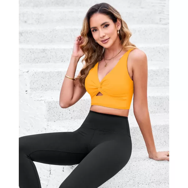 GRAPENT Bikini Tops for Women Cropped Tankini Tops Beach Padded Knot Twist Cut Out Adjustable Tank Swimwear Top OnlyRadiant Yellow
