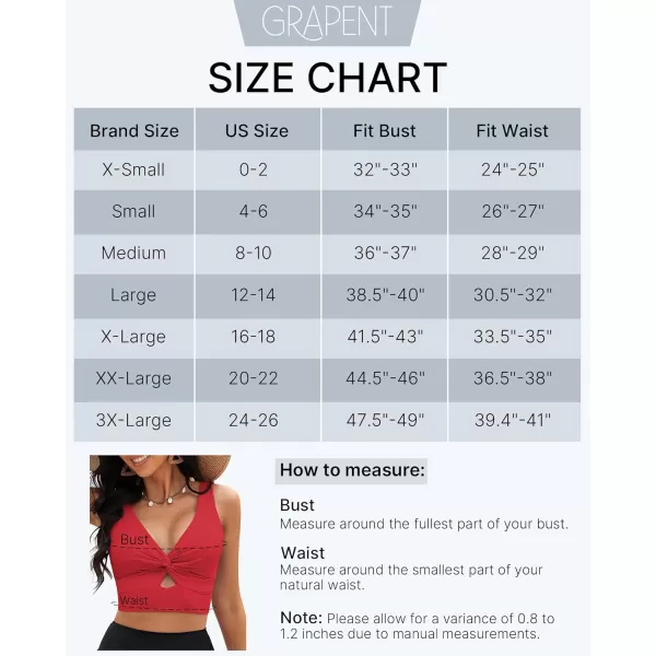 GRAPENT Bikini Tops for Women Cropped Tankini Tops Beach Padded Knot Twist Cut Out Adjustable Tank Swimwear Top OnlyRed