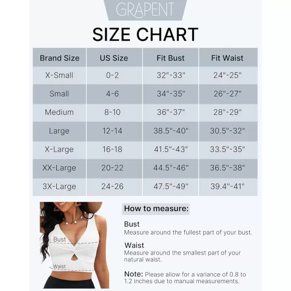 GRAPENT Bikini Tops for Women Cropped Tankini Tops Beach Padded Knot Twist Cut Out Adjustable Tank Swimwear Top OnlyWhite