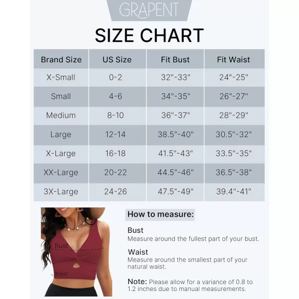 GRAPENT Bikini Tops for Women Cropped Tankini Tops Beach Padded Knot Twist Cut Out Adjustable Tank Swimwear Top OnlyWine Red
