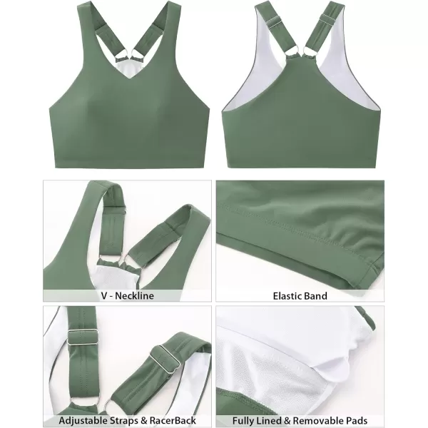 GRAPENT Bikini Tops for Women Cropped Tankini Tops Beach Padded Modest Adjustable Sporty Swimsuit Tank Swimwear Top OnlyArmy Green
