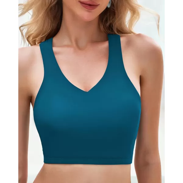 GRAPENT Bikini Tops for Women Cropped Tankini Tops Beach Padded Modest Adjustable Sporty Swimsuit Tank Swimwear Top OnlyLake Blue