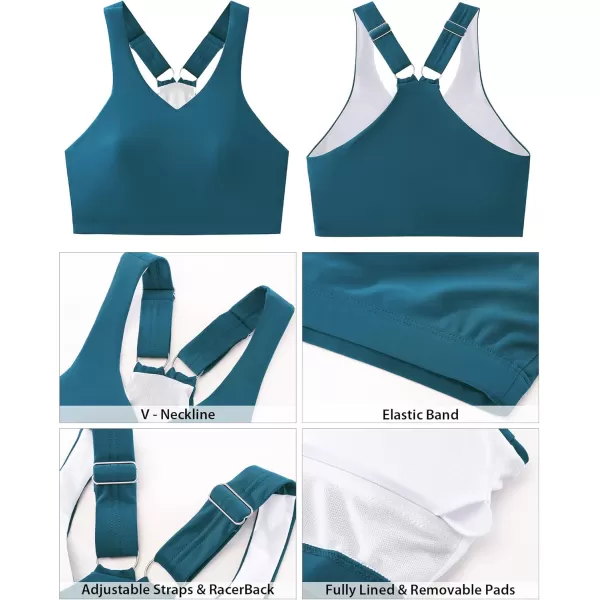 GRAPENT Bikini Tops for Women Cropped Tankini Tops Beach Padded Modest Adjustable Sporty Swimsuit Tank Swimwear Top OnlyLake Blue
