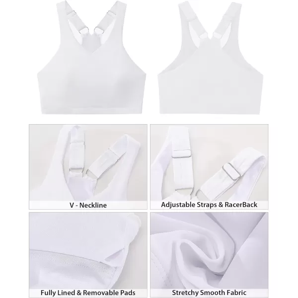 GRAPENT Bikini Tops for Women Cropped Tankini Tops Beach Padded Modest Adjustable Sporty Swimsuit Tank Swimwear Top OnlyWhite