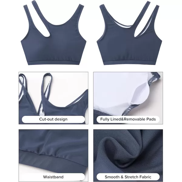 GRAPENT Bikini Tops for Women Cutout Cropped Sporty Tankini Tops Beach Vacation Bathing Suit Padded Swimwear Top OnlyDark Gray