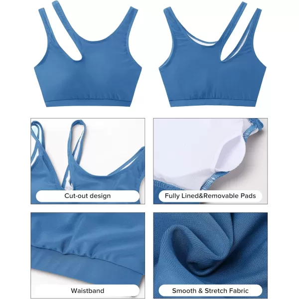GRAPENT Bikini Tops for Women Cutout Cropped Sporty Tankini Tops Beach Vacation Bathing Suit Padded Swimwear Top OnlyMykonos Blue