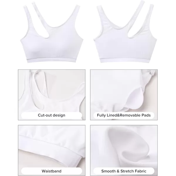 GRAPENT Bikini Tops for Women Cutout Cropped Sporty Tankini Tops Beach Vacation Bathing Suit Padded Swimwear Top OnlyWhite
