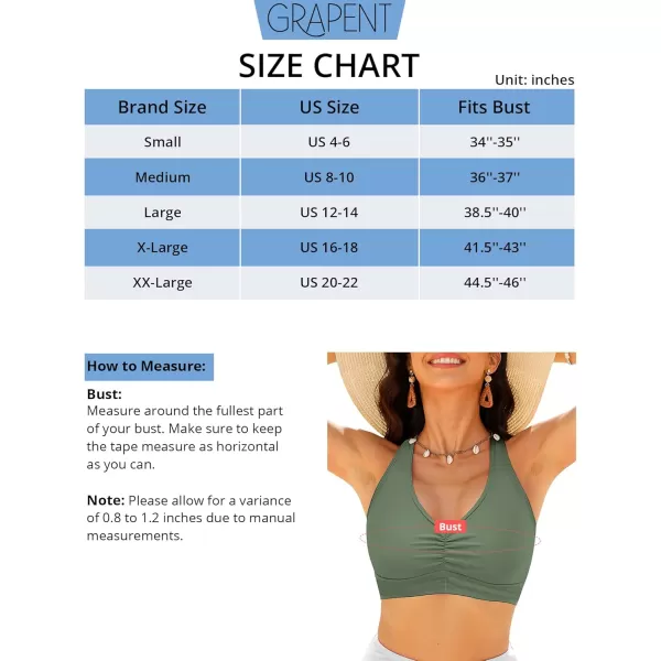 GRAPENT Bikini Tops for Women Ruched Cropped Tankini Tops Beach Adjustable Straps Bathing Suit Padded Swimwear Top OnlyIceberg Green