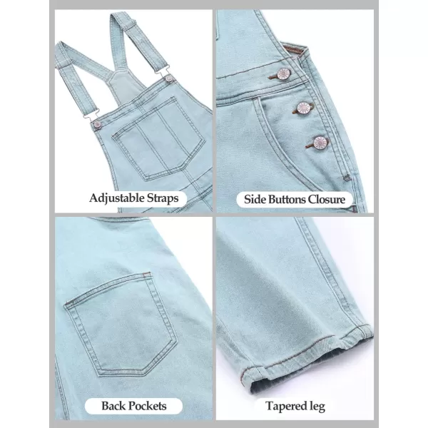 GRAPENT Overalls for Women Loose Fit Jean Denim Bib Jumpsuit Stretch Overall PantsAzure Glow