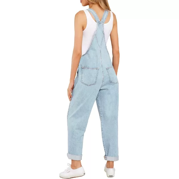 GRAPENT Overalls for Women Loose Fit Jean Denim Bib Jumpsuit Stretch Overall PantsAzure Glow