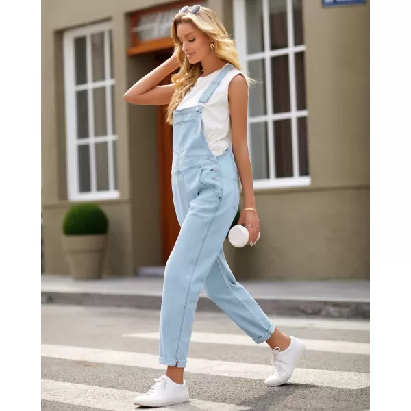 GRAPENT Overalls for Women Loose Fit Jean Denim Bib Jumpsuit Stretch Overall PantsAzure Glow