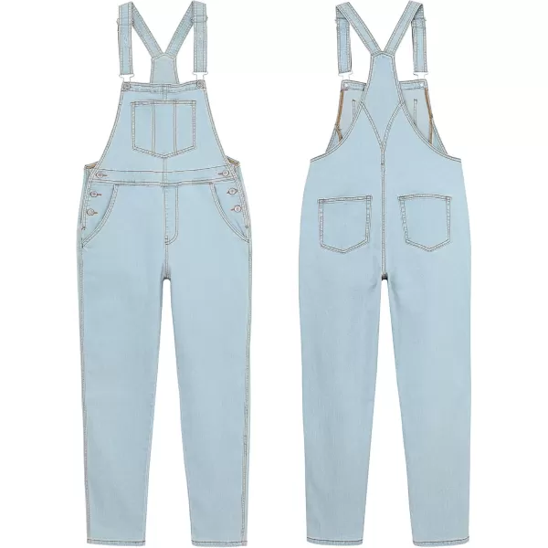 GRAPENT Overalls for Women Loose Fit Jean Denim Bib Jumpsuit Stretch Overall PantsAzure Glow