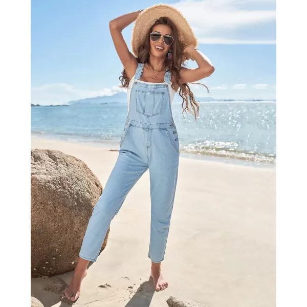 GRAPENT Overalls for Women Loose Fit Jean Denim Bib Jumpsuit Stretch Overall PantsAzure Glow
