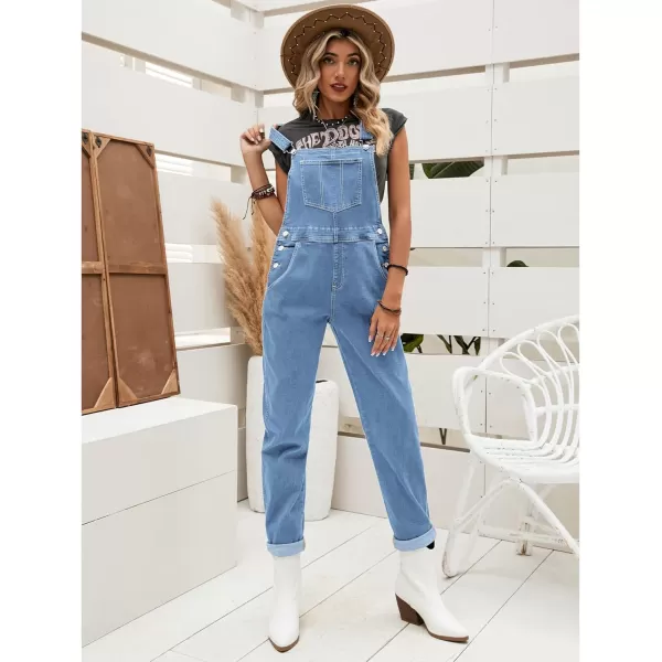 GRAPENT Overalls for Women Loose Fit Jean Denim Bib Jumpsuit Stretch Overall PantsBlue Mist