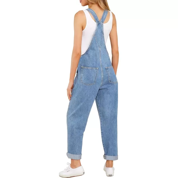 GRAPENT Overalls for Women Loose Fit Jean Denim Bib Jumpsuit Stretch Overall PantsBlue Mist