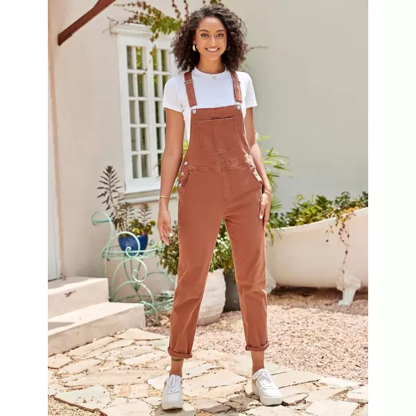 GRAPENT Overalls for Women Loose Fit Jean Denim Bib Jumpsuit Stretch Overall PantsBrick Red