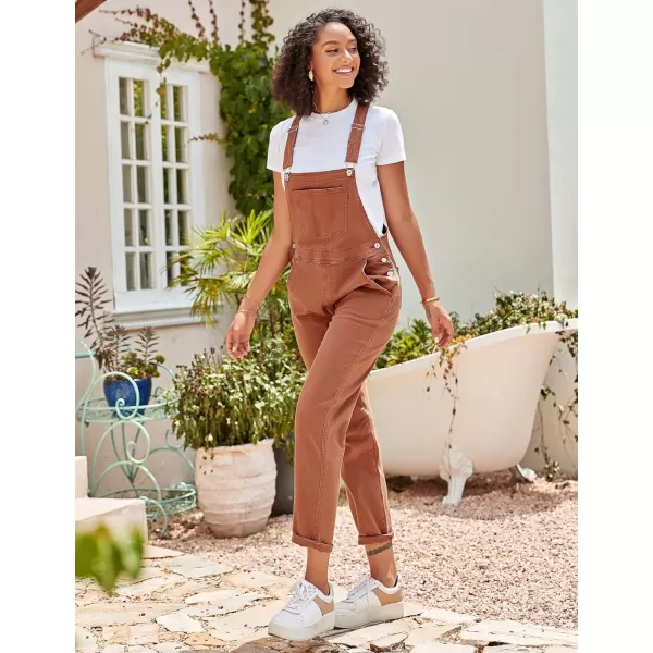 GRAPENT Overalls for Women Loose Fit Jean Denim Bib Jumpsuit Stretch Overall PantsBrick Red