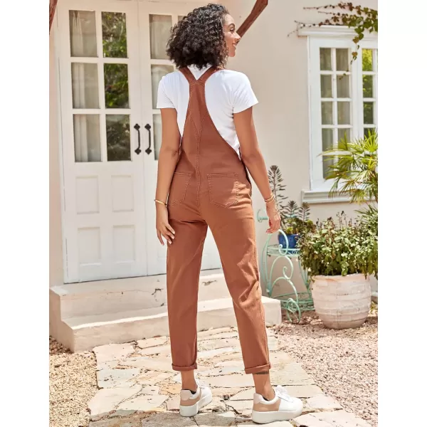 GRAPENT Overalls for Women Loose Fit Jean Denim Bib Jumpsuit Stretch Overall PantsBrick Red