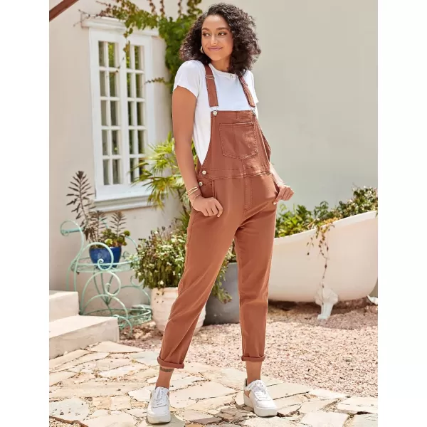 GRAPENT Overalls for Women Loose Fit Jean Denim Bib Jumpsuit Stretch Overall PantsBrick Red
