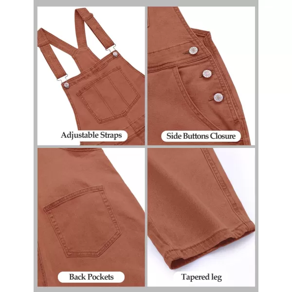 GRAPENT Overalls for Women Loose Fit Jean Denim Bib Jumpsuit Stretch Overall PantsBrick Red