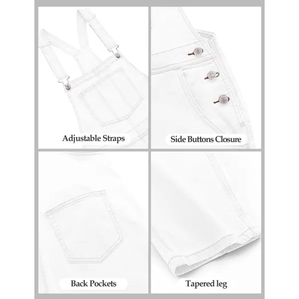 GRAPENT Overalls for Women Loose Fit Jean Denim Bib Jumpsuit Stretch Overall PantsBrilliant White