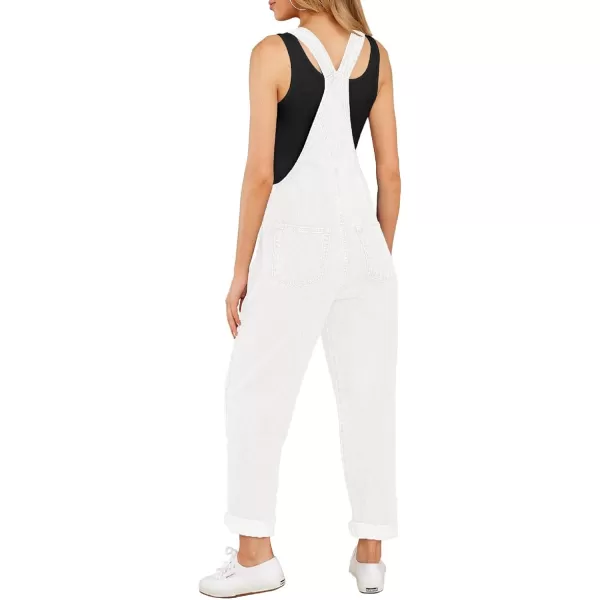 GRAPENT Overalls for Women Loose Fit Jean Denim Bib Jumpsuit Stretch Overall PantsBrilliant White