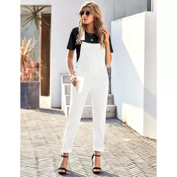GRAPENT Overalls for Women Loose Fit Jean Denim Bib Jumpsuit Stretch Overall PantsBrilliant White