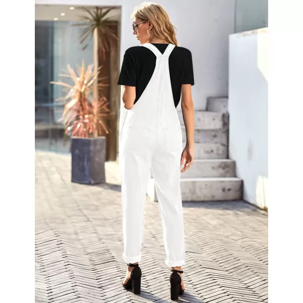 GRAPENT Overalls for Women Loose Fit Jean Denim Bib Jumpsuit Stretch Overall PantsBrilliant White