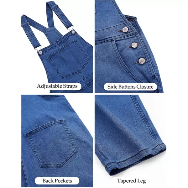 GRAPENT Overalls for Women Loose Fit Jean Denim Bib Jumpsuit Stretch Overall PantsCody Blue