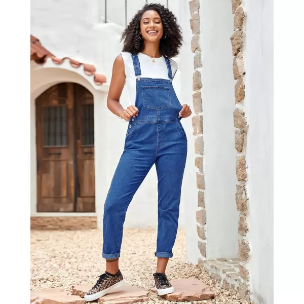 GRAPENT Overalls for Women Loose Fit Jean Denim Bib Jumpsuit Stretch Overall PantsCody Blue