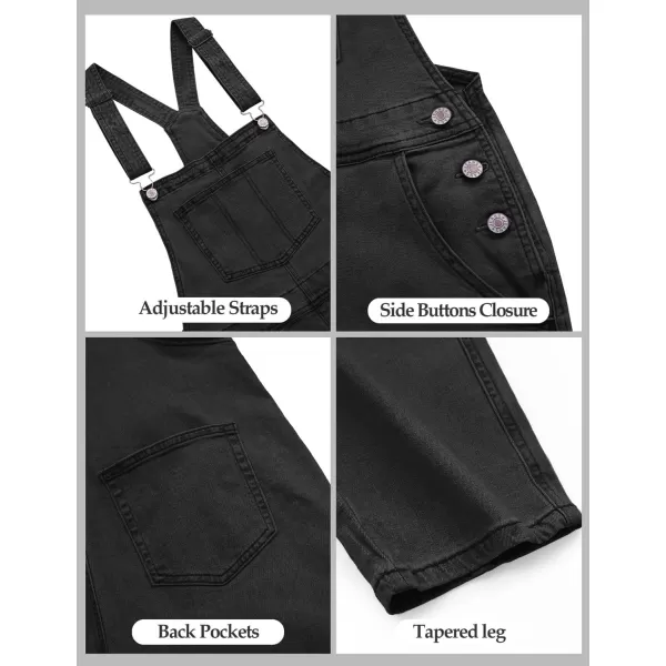GRAPENT Overalls for Women Loose Fit Jean Denim Bib Jumpsuit Stretch Overall PantsIconic Black