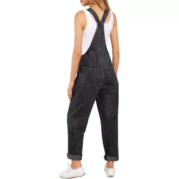 GRAPENT Overalls for Women Loose Fit Jean Denim Bib Jumpsuit Stretch Overall PantsIconic Black
