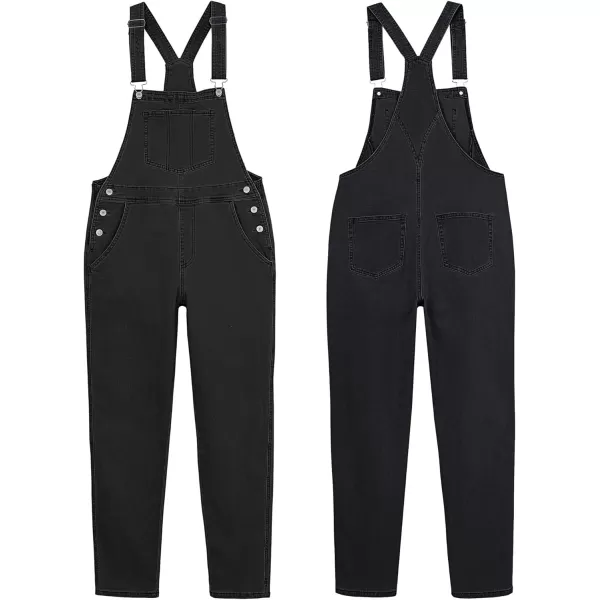 GRAPENT Overalls for Women Loose Fit Jean Denim Bib Jumpsuit Stretch Overall PantsIconic Black