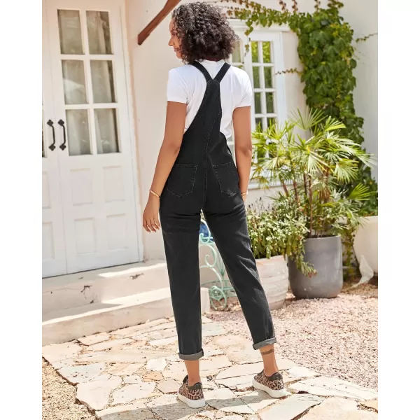 GRAPENT Overalls for Women Loose Fit Jean Denim Bib Jumpsuit Stretch Overall PantsIconic Black
