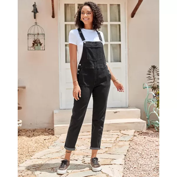 GRAPENT Overalls for Women Loose Fit Jean Denim Bib Jumpsuit Stretch Overall PantsIconic Black