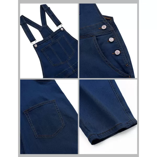 GRAPENT Overalls for Women Loose Fit Jean Denim Bib Jumpsuit Stretch Overall PantsNightfall Blue