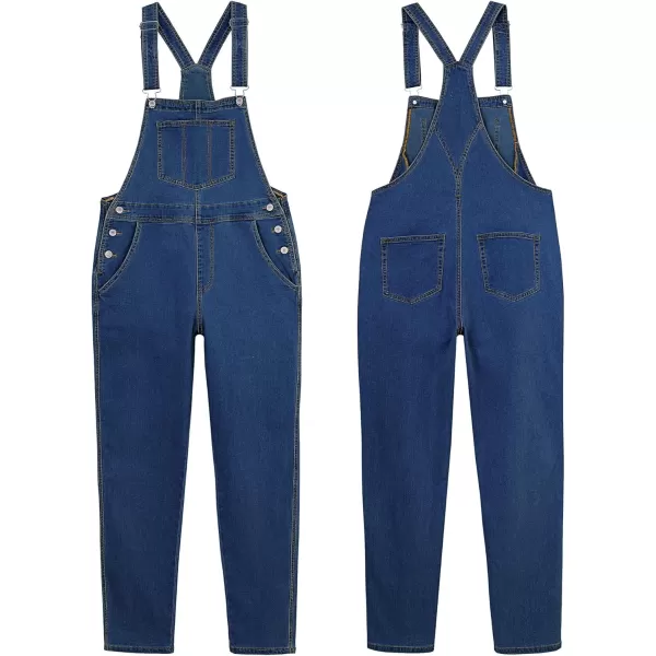 GRAPENT Overalls for Women Loose Fit Jean Denim Bib Jumpsuit Stretch Overall PantsNightfall Blue