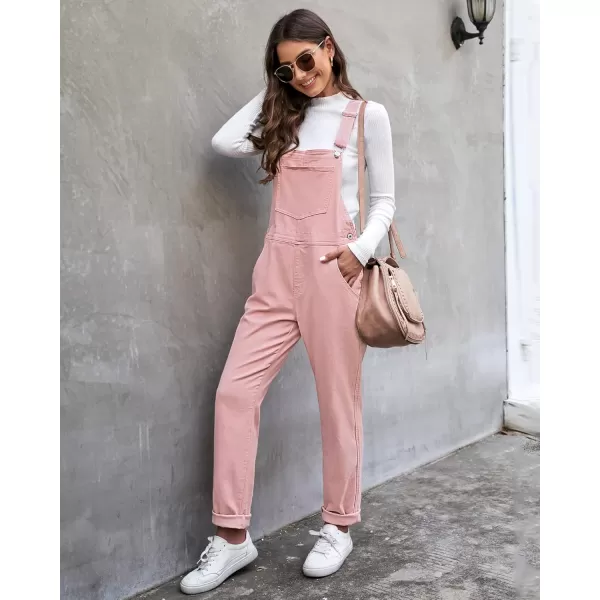 GRAPENT Overalls for Women Loose Fit Jean Denim Bib Jumpsuit Stretch Overall PantsPink