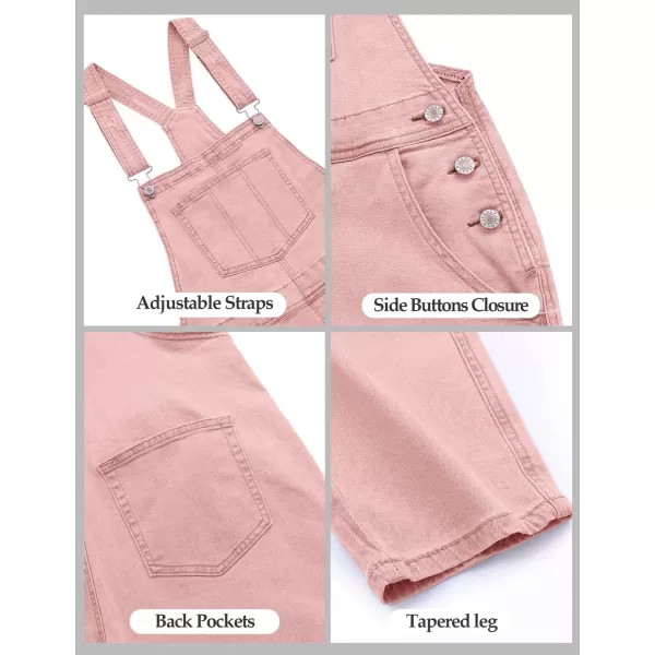 GRAPENT Overalls for Women Loose Fit Jean Denim Bib Jumpsuit Stretch Overall PantsPink