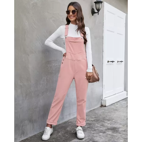 GRAPENT Overalls for Women Loose Fit Jean Denim Bib Jumpsuit Stretch Overall PantsPink