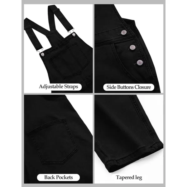 GRAPENT Overalls for Women Loose Fit Jean Denim Bib Jumpsuit Stretch Overall PantsWarm Onyx Black