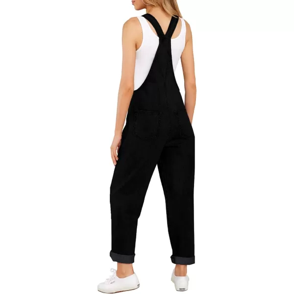 GRAPENT Overalls for Women Loose Fit Jean Denim Bib Jumpsuit Stretch Overall PantsWarm Onyx Black