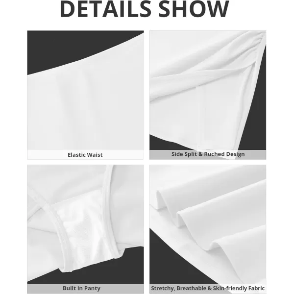 GRAPENT Swim Skirt Bottoms for Women High Waisted Bikini Bottom Ruched Side Split Bathing Suit Tummy Control Beach SkortBrilliant White