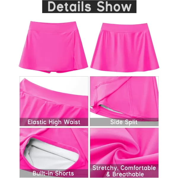 GRAPENT Swim Skirt Bottoms for Women High Waisted Bikini Swimsuit Bottom Side Split Bathing Suit Skirts with ShortsHot Pink