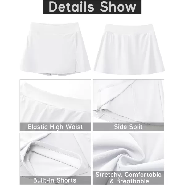 GRAPENT Swim Skirt Bottoms for Women High Waisted Bikini Swimsuit Bottom Side Split Bathing Suit Skirts with ShortsWhite